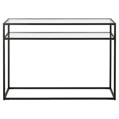 42-Inch Blackened Bronze Console Table with Glass Shelf