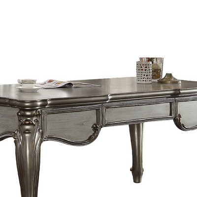 Regal White Executive Desk with Carved Details and Storage