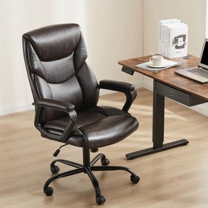 NicBex Adjustable Office Chair Modern PU Leather Ergonomic Executive Chair with 5 Wheels and Reversible Armrests for Office, Study, Bedroom - 1 of 4