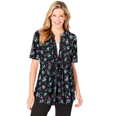 Woman Within Plus Size 7-Day Layer-Look Elbow-Sleeve Tee