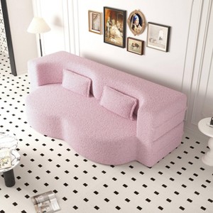 KWPZQEB 2-in-1 Folding Sofa Bed with 2 Pillows, Loveseat Sofa, Boneless Convertible Sleeper Sofa Bed Full Size, Floor Couch & Sleeping Mattress - 1 of 4