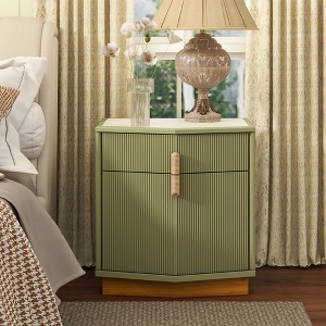 Christopher Knight Home Orrun Modern Bulging Designed Storage Nightstand with 2 Drawers - 1 of 4