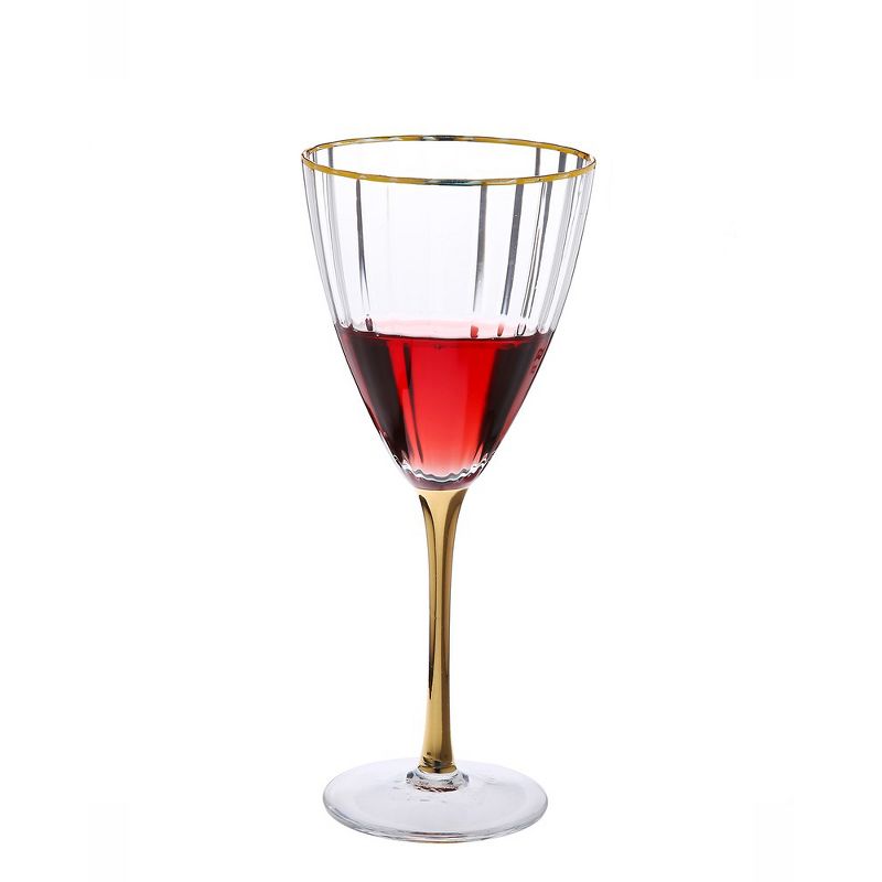 Classic Touch Set of 6 Textured Glasses with Gold Stem and Rim, 2 of 5