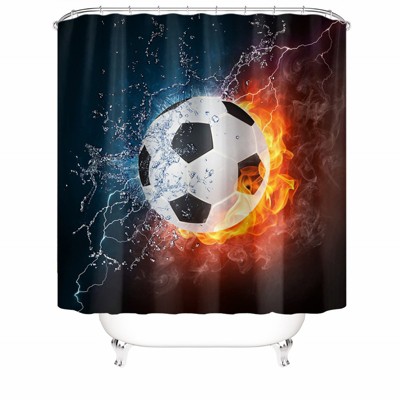 Ice And Fire Football Shower Curtains for Bathroom Waterproof Fabric Bath Curtain Durable Soft Stylish Bathroom Decor 72x72 Inch