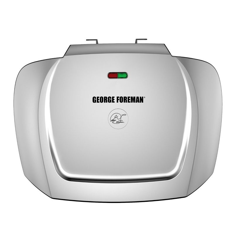 George Foreman 9 Serving Nonstick Grill and Panini in Silver with Drip Pan, 4 of 12
