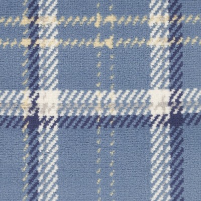 Blue Plaid 5' x 7' Hand-Knotted Synthetic Reversible Rug