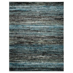 Charcoal/Blue Solid Loomed Area Rug - (8