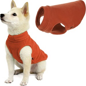 Gooby Stretch Fleece Vest Dog Sweater Pumpkin, Small - 1 of 2