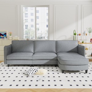 GDFStudio Kesi Modern 107.8'' L-Shaped 3-Seater Upholstered Sectional Sofa with Ottoman - 1 of 4
