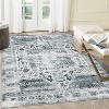 2'x6' Machine Washable Runner Rug, Non-Slip Backing, Vintage Low Pile, Boho Style for Kitchen, Entryway, Laundry Room, Blue - 3 of 4