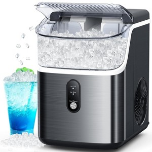 ZAFRO Nugget Ice Makers Countertop,Portable Ice Machine with Crushed Ice, Self-Cleaning,35lbs/Day,(Stainless Steels Black) - 1 of 4