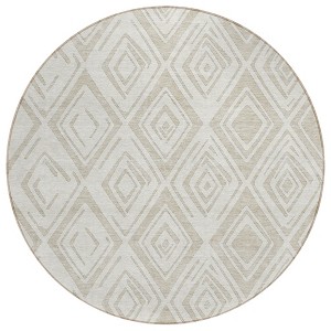 Beige And Ivory Geometric Washable Indoor Outdoor Area Rug - 1 of 4