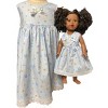 Size 4 Matching Girl and Doll Blue Flower and Check Dresses - 2 of 4