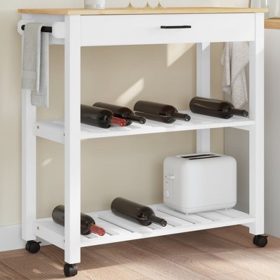 vidaXL Kitchen Trolley MONZA 33.1 in.x15.7 in.x35.4 in. Solid Wood Pine