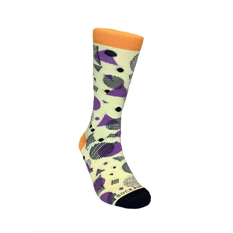 Bright Pop Art Yellow and Purple Patterned Socks from the Sock Panda (Men's Sizes Adult Large), 4 of 7