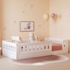 CAVINAS Twin Size Solid Wood Platform Bed Frame with Guardrail,Modern Floor Bed for Kids Room,Bedroom - 2 of 4