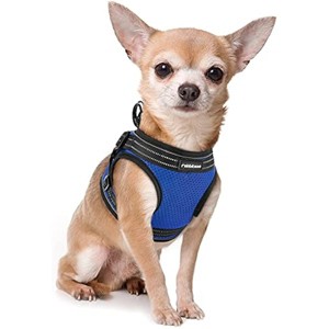rabbitgoo Small Dog Harness, Soft Mesh Dog Harness with Double Clips & Reflective Strips, Escape Proof, Blue, Small - 1 of 1