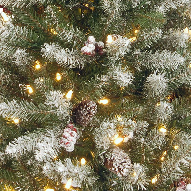 4.5ft National Christmas Tree Company Pre-Lit Dunhill Fir Artificial Christmas Tree with Snow, Red Berries, Cones with 450 Clear Lights, 3 of 4