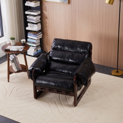 Vintage Oil Wax Leather Chaise Lounge Chair with Removable Armrests, Modern Sofa Chair for Living Room or Apartment – The Pop Home