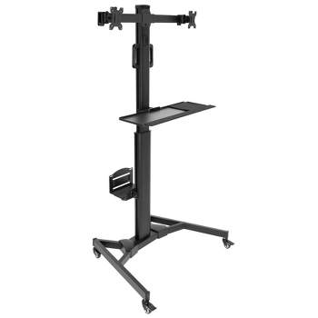 Mount-It! Adjustable Mobile Standing PC Workstation & Computer Cart with Adjustable Keyboard Tray and CPU Holder | Fits Monitors 13 to 32 in.