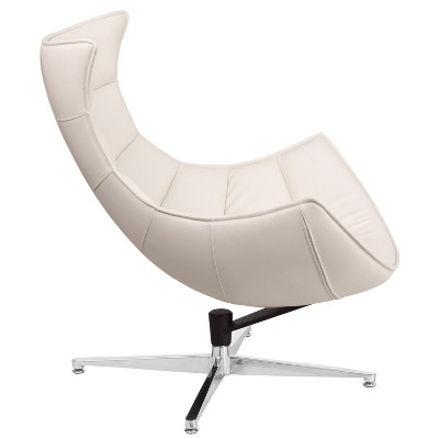 White LeatherSoft Armless Swivel Cocoon Chair