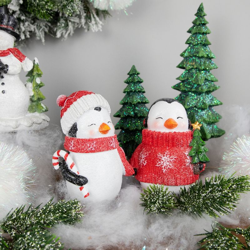 Northlight Set of 2 Cozy Glittered Penguins Christmas Figurines 6", 2 of 9