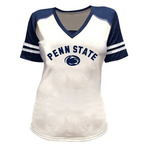NCAA Penn State Nittany Lions Women's Plus Size Short Sleeve V-Neck Yoke T-Shirt - 1 of 3