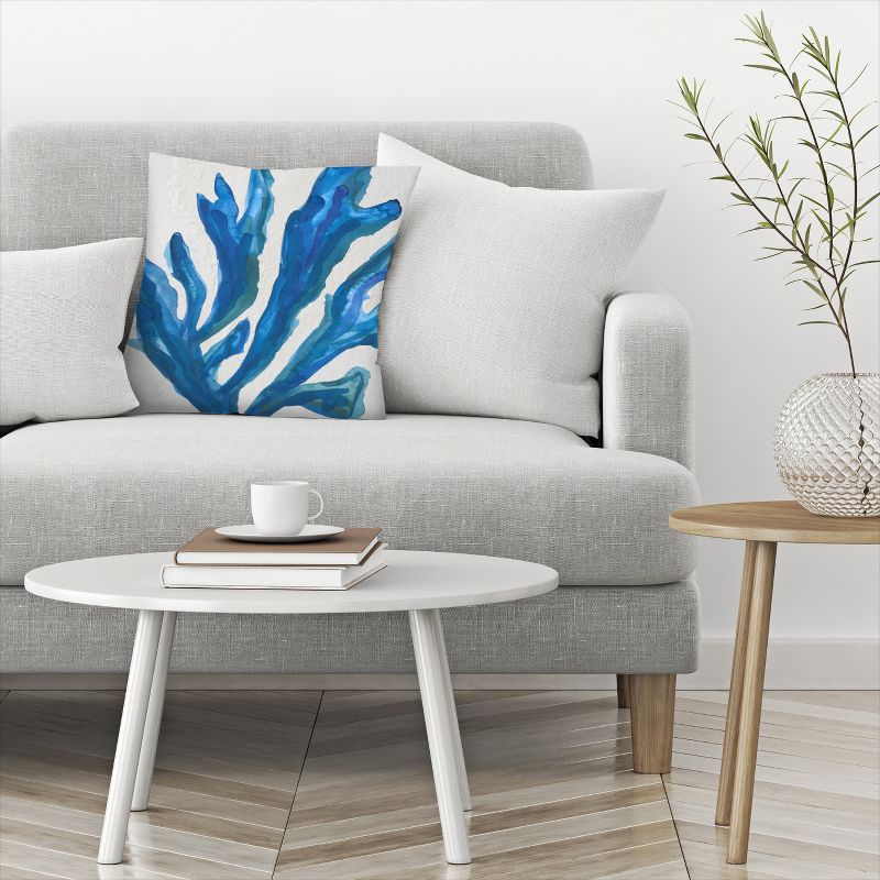 Americanflat Minimalist Botanical Blue Watercolor Seaweed Painitng 2 By Jetty Home Throw Pillow, 4 of 6