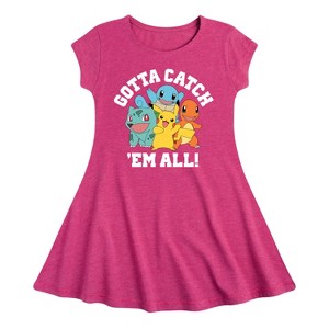 Girls' - Pokémon - Pikachu & Friends Fit & Flair Cap Sleeve Dress - 1 of 3