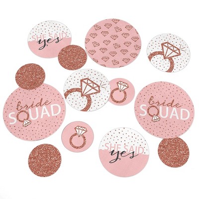 Big Dot of Happiness Bride Squad - Rose Gold Bridal Shower or Bachelorette Party Giant Circle Confetti - Party Decorations - Large Confetti 27 Count