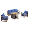 Buenhomino 4 Piece Patio Furniture Set 41in Fire Pit Table Outdoor Furniture Sets Patio Couch Outdoor Chairs 50000 BTU Propane Fire Pit - 2 of 4