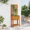vidaXL Planter with Trellis and Shelf - Solid Acacia Wood, Outdoor Flower Box for Garden, Patio, Terrace - 21.7" L x 11.6" W x 59.8" H - 3 of 4