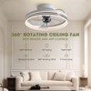 Siljoy 20 Inch Ceiling Fans with Lights, 360° Rotating Ceiling Fan with Lights and Remote, 6 Wind Speeds Smart Flush Mount Ceiling Fan for Bedroom - 3 of 4