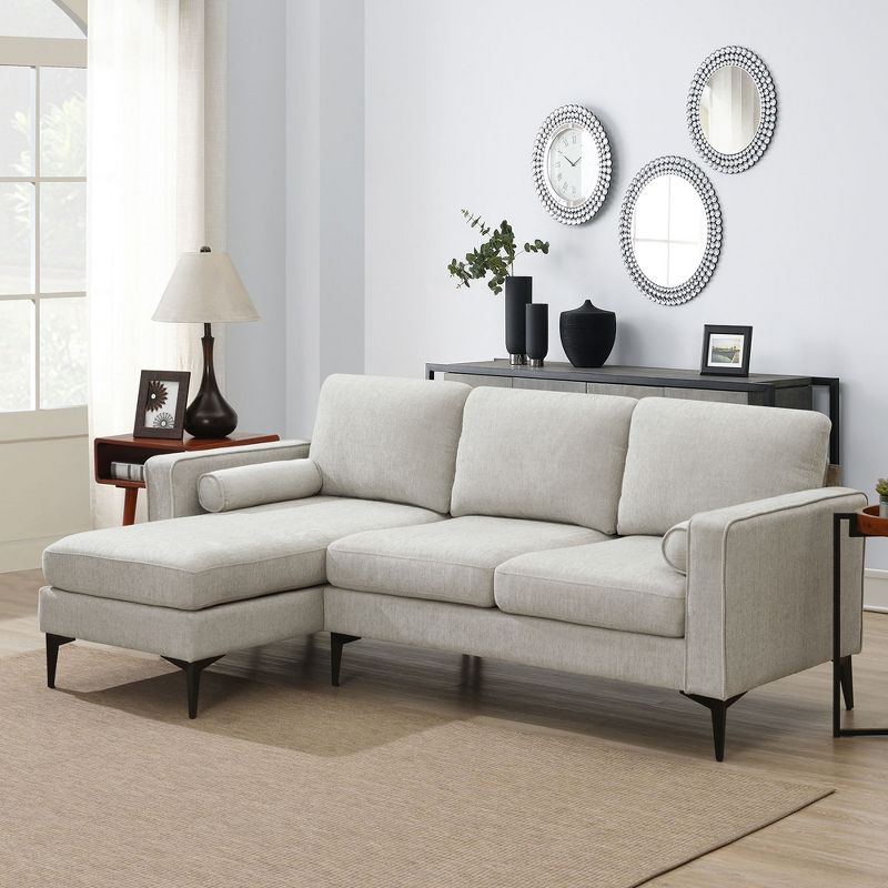 86" Convertible Sectional Sofa, Modern Upholstered Chenille L-Shaped Sofa Couch with 2 Pillows-ModernLuxe, 1 of 17