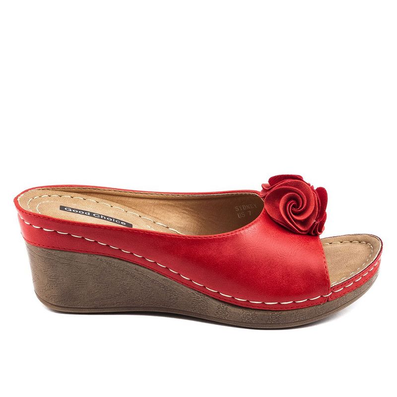GC Shoes Sydney Flower Comfort Slide Wedge Sandals, 2 of 8