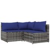 vidaXL 4 Piece Patio Lounge Set with Cushions Gray Poly Rattan - 4 of 4