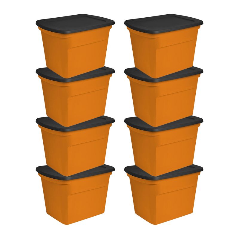 Sterilite 18 Gallon Orange Plastic Storage Container Bin Tote with Black Lid, Halloween, 1 of 5