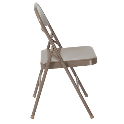 Hercules Series Premium Beige Metal Folding Chair, Double Braced, 2-Pack