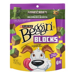 Beggin' Bacon Flavor Strips Minecraft Blocks Chewy Dog Treats - 6oz - 1 of 4