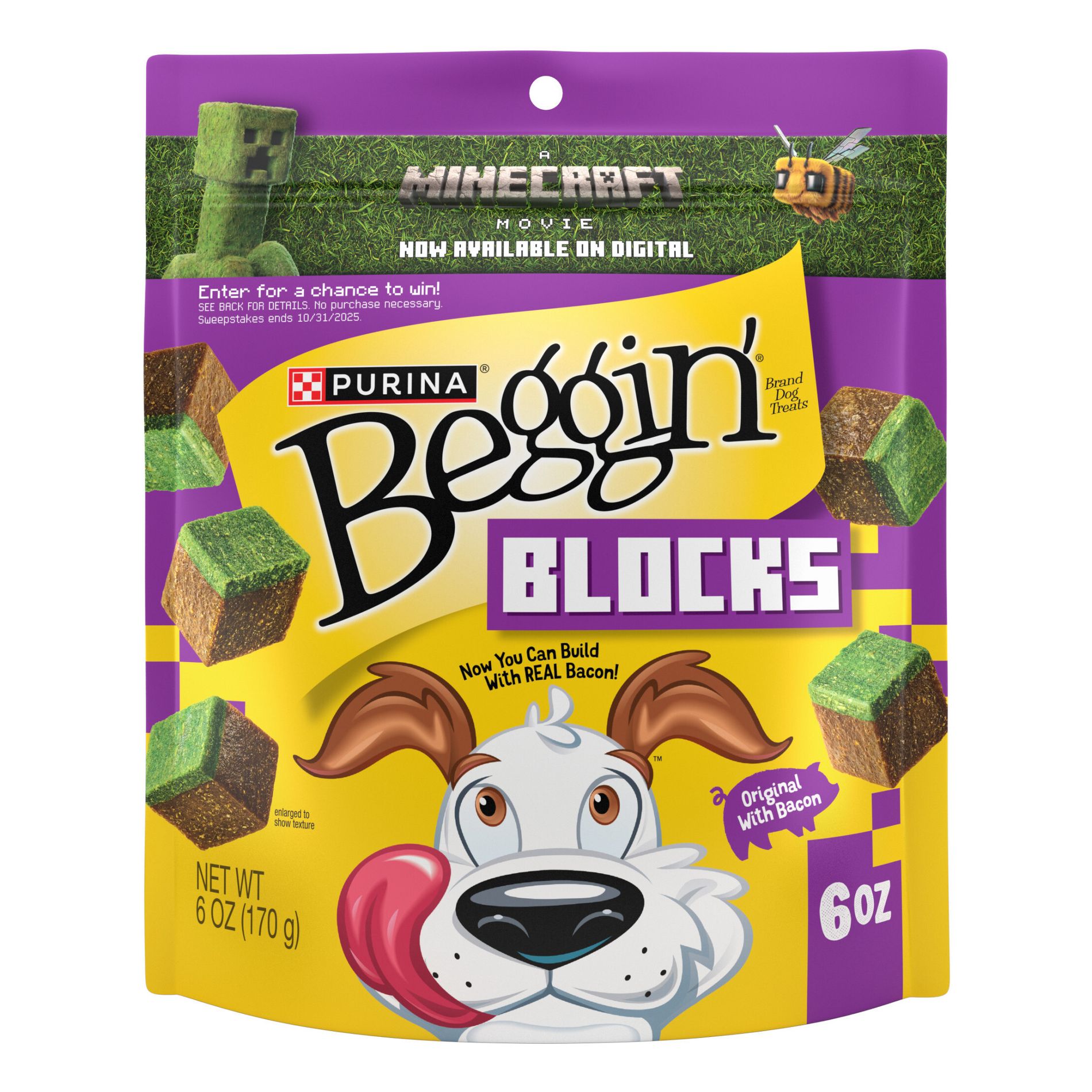 Beggin' Bacon Flavor Strips Minecraft Blocks Chewy Dog Treats - 6oz