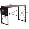 VECELO 39 in. Writing Computer Folding Desk/Sturdy Steel Laptop Table with Storage Bag for Home or Office, Black/Brown/Gray - 3 of 4