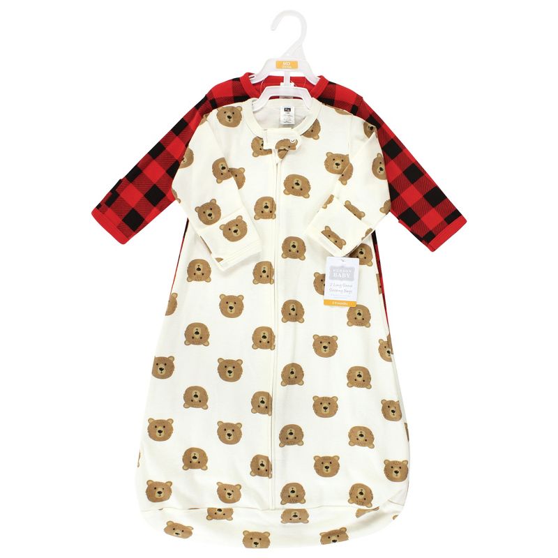 Hudson Baby Cotton Long-Sleeve Wearable Sleeping Bag, Sack, Blanket, Brown Bear Long Sleeve, 2 of 5