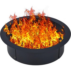 Fire Pit Ring Insert , Outdoor Fire Pit Liner Round Solid Steel Fire Ring with Cooking Grate, Heavy Duty Metal Steel Firepit Rings for Wood - 1 of 4
