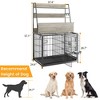 57.1"H Dog Crate Furniture with 3-Layer Storage Shelves, Double Doors Dog Kennel with 2 Stainless Steel Bowls, Flip Top Dog Cage with Removable Tray - 3 of 4