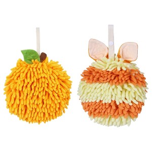 REGALWOVEN 2 Pcs Comfortable Soft Absorbent Chenille Ball Fuzzy Hand Towels - 1 of 4