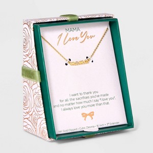 14K Gold Dipped Cubic Zirconia "Mama" Pendant Necklace - Gold - 1 of 4