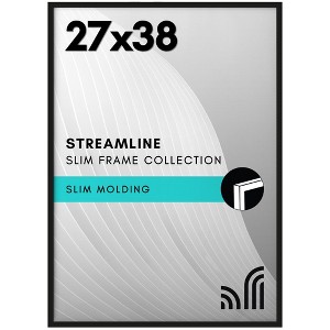 Americanflat 15x15 Picture Frame with Polished Plexiglass - Use as 12x12 Frame with Mat or 15x15 Frame Without Mat - Streamline Collection- Black - 1 of 4