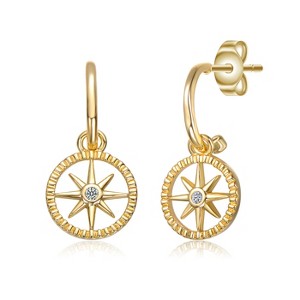 Guili Radiant 14k Gold Plated Cubic Zirconia Guiding Star Compass Drop Earrings Ð Sparkling, Symbolic Jewelry with a Chic and Adventurous Design - 1 of 2
