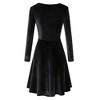 Clearlove Women's A-Line Velvet Dress Scoop Neck Slim Flowy Swing Solid Party Dress - 3 of 4