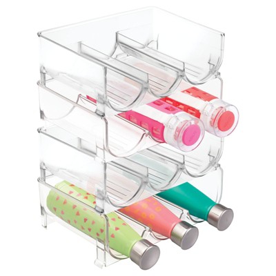 mDesign set of 6 wine and water bottle organizer, stackable plastic wine  rack holder for pantry, kitchen, fridge, ideal storage for win